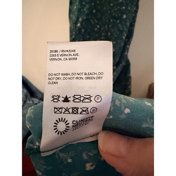 Reformation Kaye Silk Dress Women’s Size 8 Coriander Green Floral Seen On Tv - Picture 10 of 12